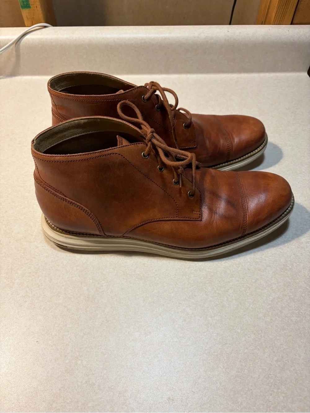 Cole Haan Classic Brown Leather Lace-Up Boots